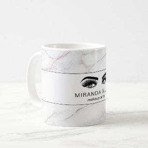 Caneca De Café Lashes Makeup Artista Luxe White Marble