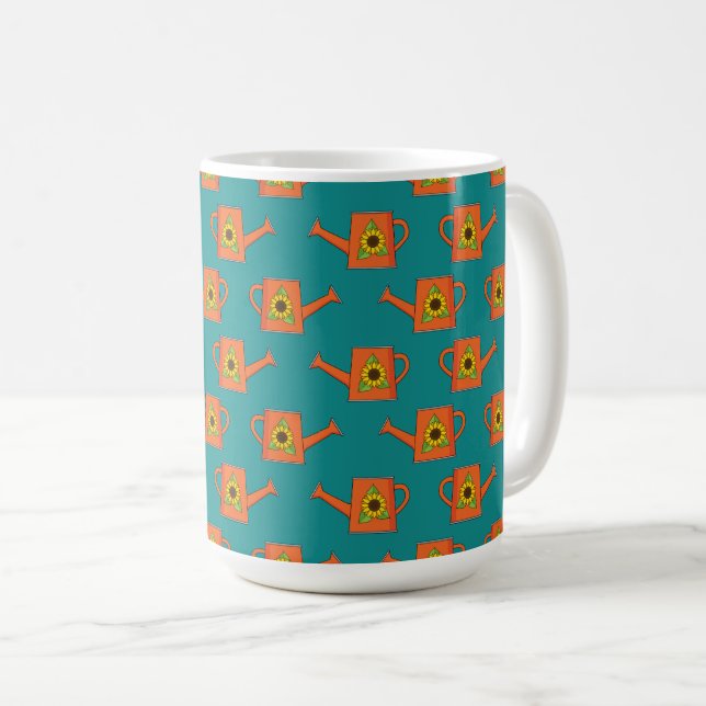 Caneca De Café Lata de Água Laranja com Girassol (Frente Esquerda)