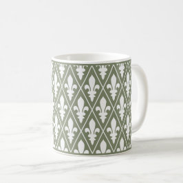 Caneca De Café Latice Verde Fleur-de-Lys