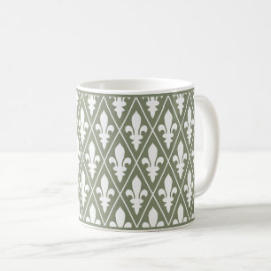 Caneca De Café Latice Verde Fleur-de-Lys