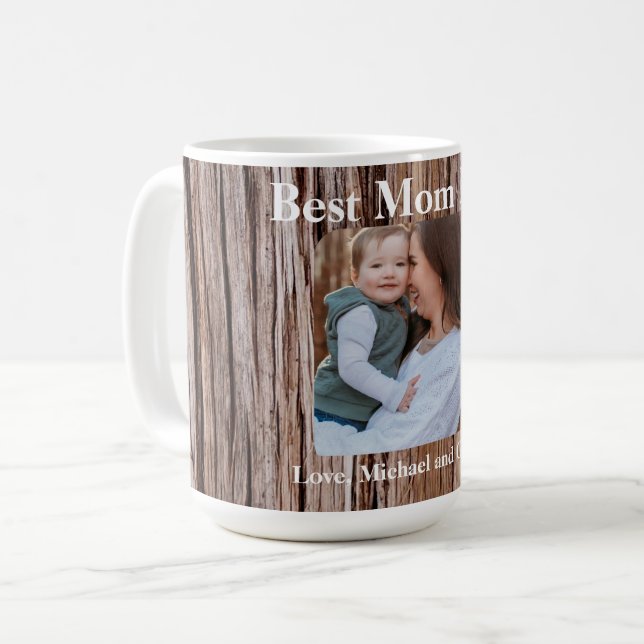 Caneca De Café Latido de cedro russo, padrão natural de árvore ao (Frente Esquerda)