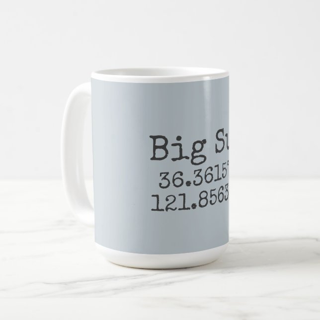 Caneca De Café Latitude e Longitude de Big Sur (Frente Esquerda)