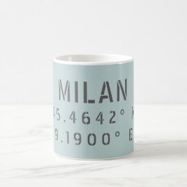 Caneca De Café Latitude e Longitude de Milão