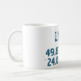 Caneca De Café Latitude & Longitude da Ucrânia Lviv
