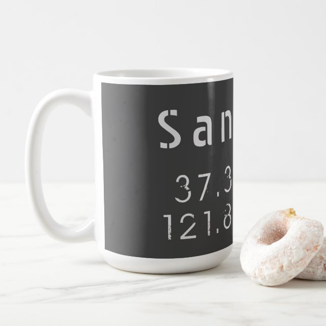 Caneca De Café Latitude Longitude de San Jose  (Com Donut)