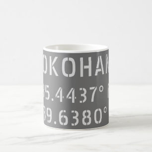 Caneca De Café Latitude Yokohama e Longitude