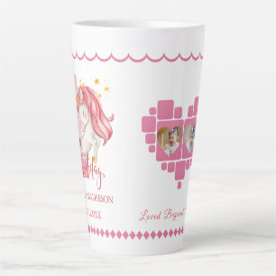 Caneca De Café Latte 1º Aniversário Unicórnio Rosa Menina Pequena