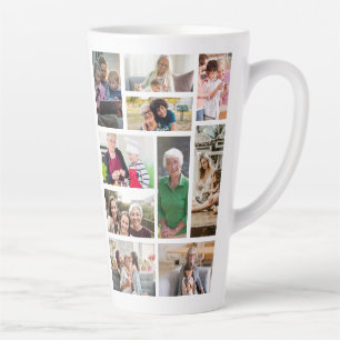 Caneca De Café Latte 10 Colagem Personalizada de Fotos