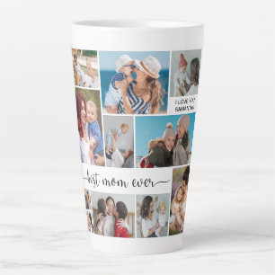 Caneca De Café Latte 11 Colagem Fotográfica Melhor Mãe De Todos Os temp