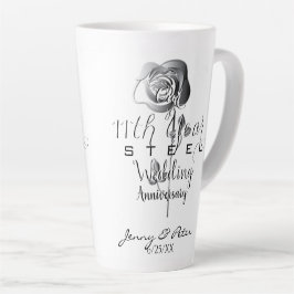 Caneca De Café Latte 11 Steel Casamento Rosas de Silvery