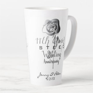 Caneca De Café Latte 11 Steel Casamento Rosas de Silvery 