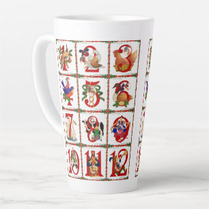 Caneca De Café Latte 12 dias de Natal Latte Mug