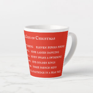 Caneca De Café Latte 12 DIAS LYRICS Latte Mug/Vermelho