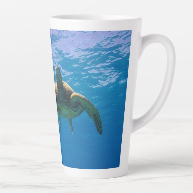 Caneca De Café Latte 17 Oz. Tartaruga Verde Havaiana "Honu" XL Café (Direita)