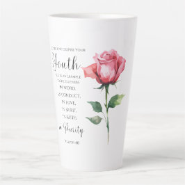 Caneca De Café Latte 1 Timothy 4:12 - Bíblia Juvenil Verse Flor