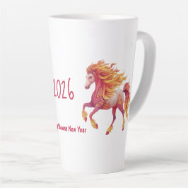Caneca De Café Latte 2026 Cavalo Fogueiro – Feliz Ano Novo Chinês