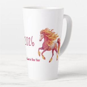 Caneca De Café Latte 2026 Cavalo Fogueiro – Feliz Ano Novo Chinês