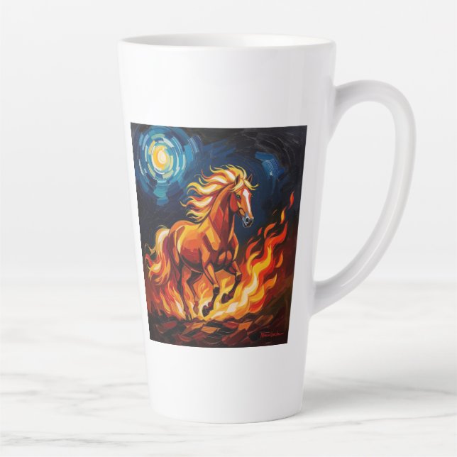 Caneca De Café Latte „2026 – Das Jahr des Feuerpferds“ (Direita)