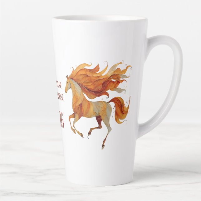 Caneca De Café Latte 2026 Happy Year of the Horse Design (Direita)