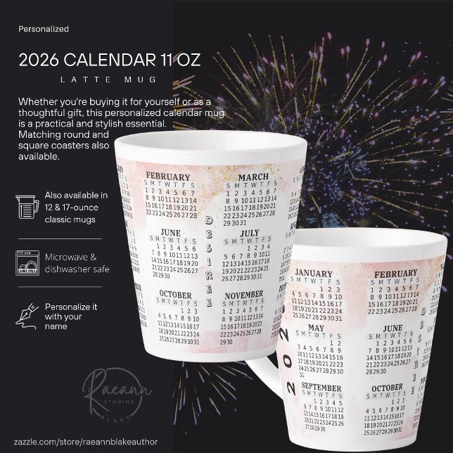 Caneca De Café Latte 2026 Personalizado 12 oz. Calendário Latte Mug (Criador carregado)