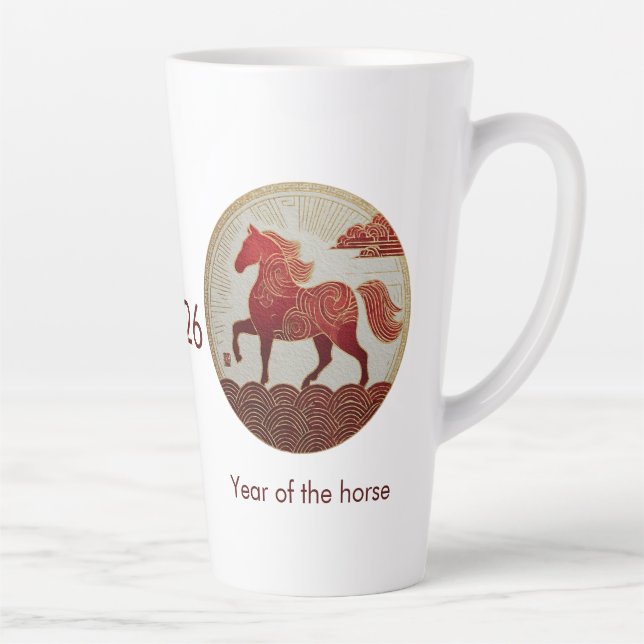 Caneca De Café Latte 2026 Year of the Horse – Lunar New Year Art (Direita)