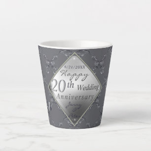 Caneca De Café Latte 20 Platinum Emerald Anniversário Latmug