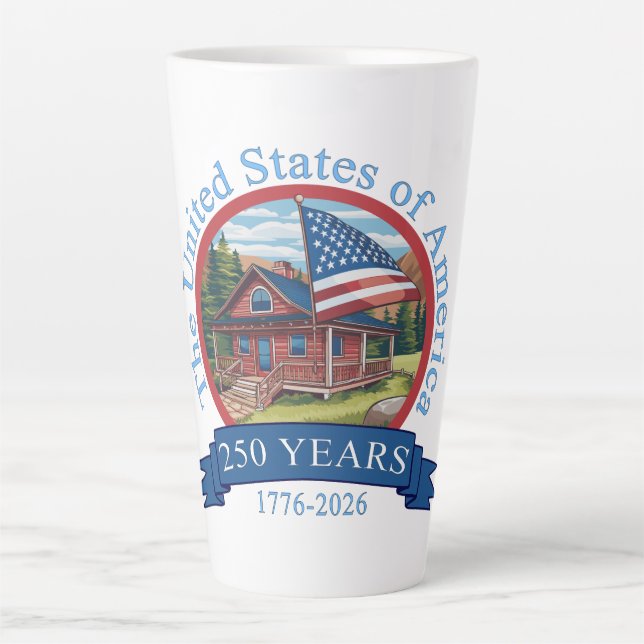 Caneca De Café Latte 250º aniversário dos Estados Unidos (Frente)