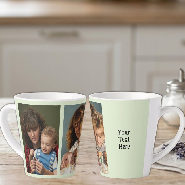 Caneca De Café Latte 2 foto adicionar texto branco verde (Criador carregado)