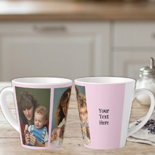 Caneca De Café Latte 2 fotos adicionar texto branco rosa