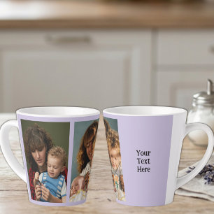 Caneca De Café Latte 2 fotos adicionar texto branco roxo