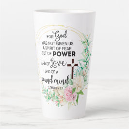 Caneca De Café Latte 2 Timothy 1:7 Deus não deu um espírito de medo