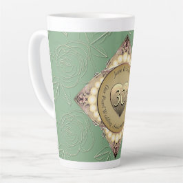 Caneca De Café Latte 30/12 Pearl e Aniversário de Casamento Verde