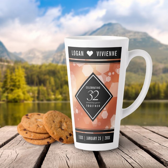 Caneca De Café Latte 32º aniversário de casamento em Bronze (Criador carregado)