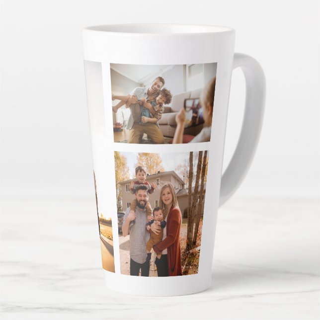 Caneca De Café Latte 3 Colagem Personalizada de Fotos (Ângulo direito)