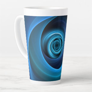 Caneca De Café Latte 3D Cores Azuis Espirais Modernas Abstrato de Arte 