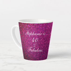 Caneca De Café Latte 40 E Fabulosa Rapariga Rosa Púrpura De Aniversár