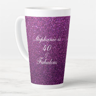 Caneca De Café Latte 40 E Fabulosa Rapariga Rosa Púrpura De Aniversár