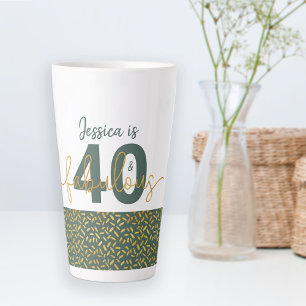 Caneca De Café Latte 40 e Fabulosas Personalizadas Verde e Dourado
