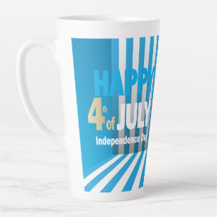 Caneca De Café Latte 4 de julho American Flag Heart Flag Fireworks