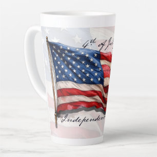 Caneca De Café Latte 4 de Julho – Celebre com a Bandeira dos EUA