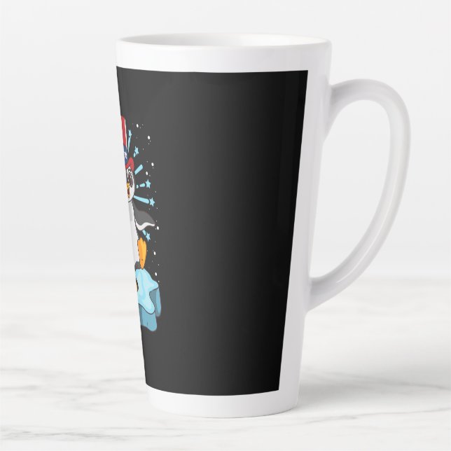 Caneca De Café Latte 4 De Julho De 2021 Pinguim (Direita)