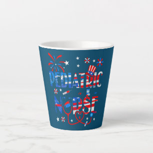 Caneca De Café Latte 4 de Julho para Enfermeira Patriótica Pediátrica