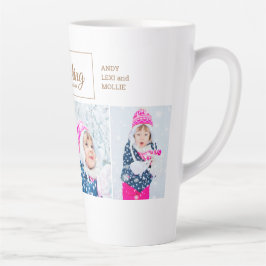 Caneca De Café Latte 4 Natal Foto Disparando Através da Neve Avô
