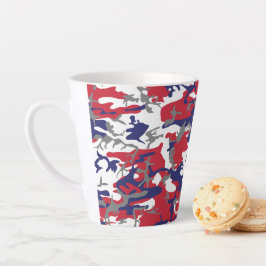 Caneca De Café Latte 4th of July, Independence day, Camouflage Gray