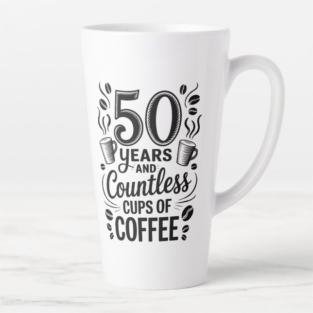 Caneca De Café Latte 50 Years and Countless Cups of Coffee  (Direita)
