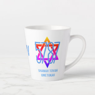 Caneca De Café Latte 5787 Ano Novo Judaico Monograma Rosh Hashanah