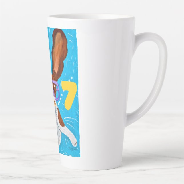 Caneca De Café Latte 6 7 Basset Hound underwater with fish  (Direita)