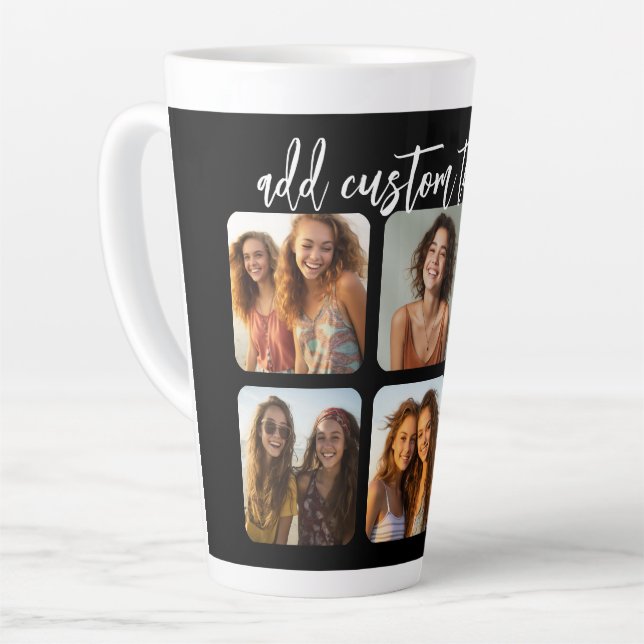 Caneca De Café Latte 6 Colagem de Fotos com script bounce moderno - pre (Ângulo esquerdo)