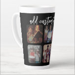 Caneca De Café Latte 6 Colagem de Fotos com script de devolução de tend<br><div class="desc">Use fotos recortadas quadradas para obter melhores resultados. Esta 6 foto da grade moderna com uma colagem e fios arredondados. Adicione suas fotos favoritas a esta fita de filme para um detentor de memória divertido. Uma maneira artística de mostrar seus melhores fotos de compartilhamento de fotos.</div>