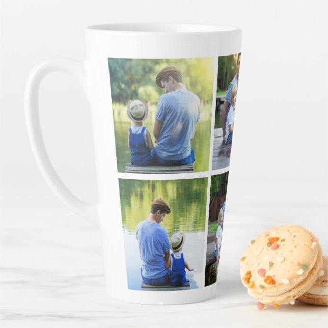 Caneca De Café Latte 6 Colagem de Fotos Presente para Pai  (In Situ)